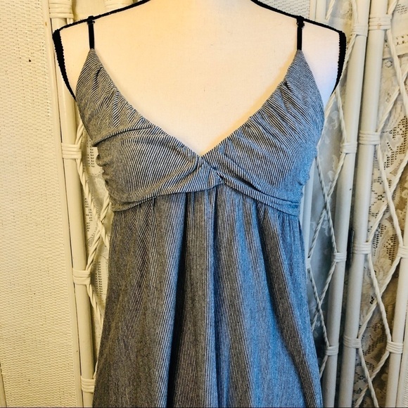 Wish USA Mini Dress Gray and Black Striped Sundress Beach Resort size Medium - Picture 3 of 14
